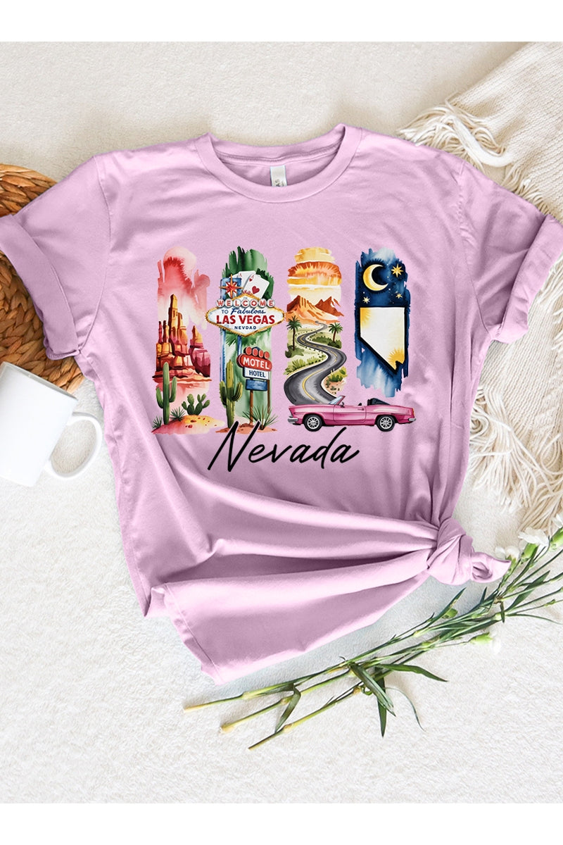 US3001-E3061NV Nevada State Brushstroke Graphic Tee $12.5