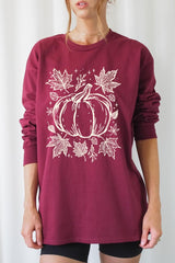 UL240P-E3162 Fall Pumpkin Graphic Plus Long Sleeve Tee $17