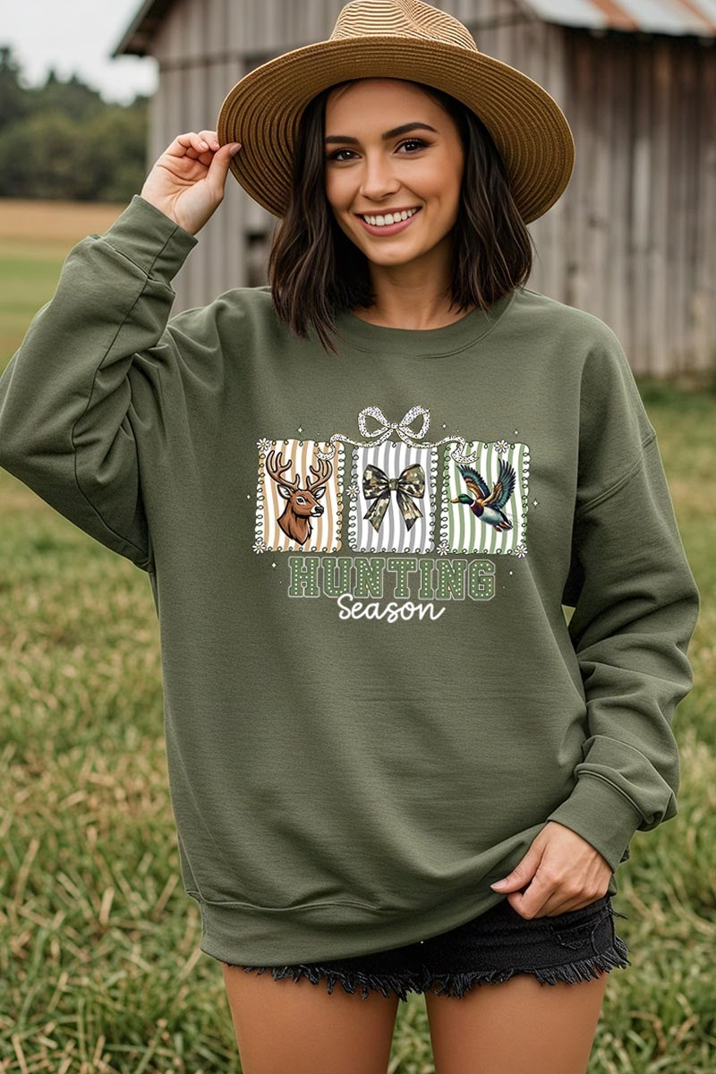 UL180-E3192 Deer & Duck Hunting Season Graphic Sweatshirt $20