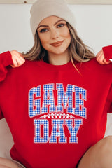 UL180P-E3130 Blue Gingham Game Day Graphic Plus Sweatshirt $25