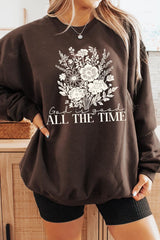 UL180P-E3116 God Is Good Floral Graphic Plus Sweatshirt $25