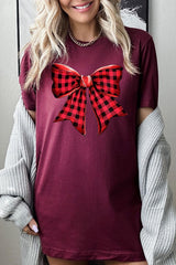 US3001P-E3198 Red Buffalo Plaid Bow Graphic Plus Tee $16