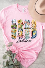 US3001P-E3061IN Indiana State Brushstroke Graphic Plus Tee $16