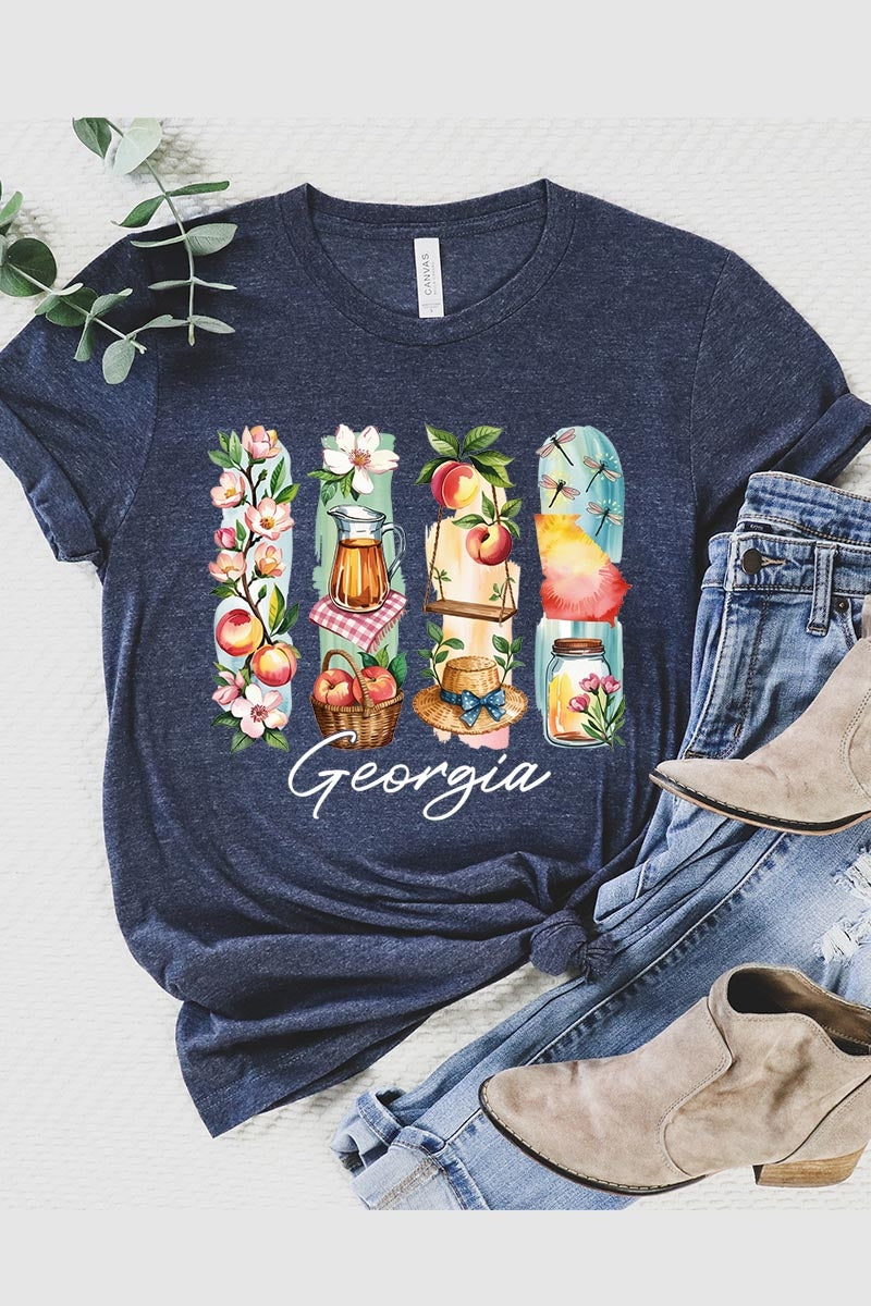 US3001-E3061GA Georgia State Brushstroke Graphic Tee $12.5