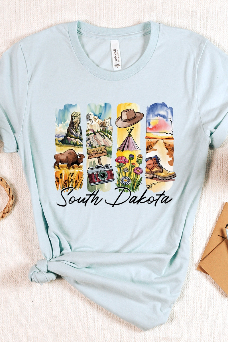US3001P-E3061SD South Dakota State Brushstroke Graphic Plus Tee $16