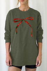 UL240-E3211 Red Bow Christmas Graphic Long Sleeve Tee $13.75