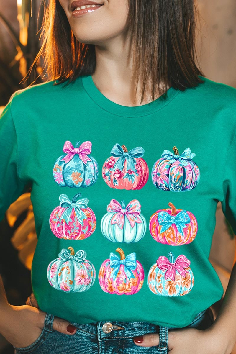 US3001-E3137 Coquette Pumpkin Graphic Tee $12.5