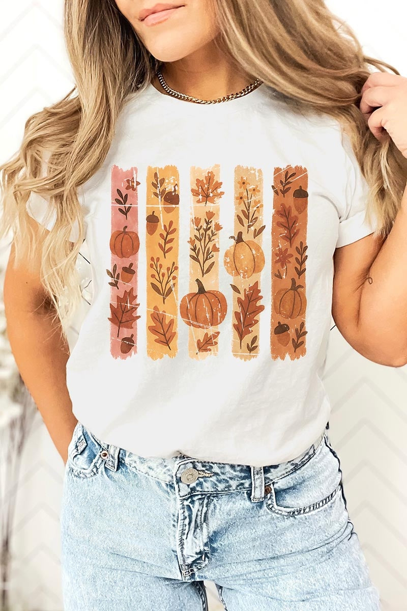 US3001-E3110 Brushstroke Boho Fall Graphic Tee $12.5