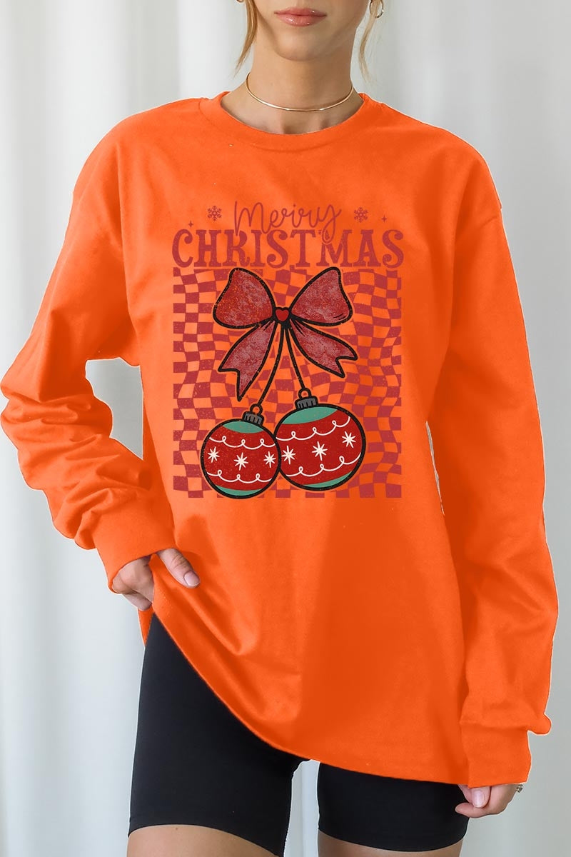 UL240-E3196 Cherry Ornament Christmas Graphic Long Sleeve Tee $13.75