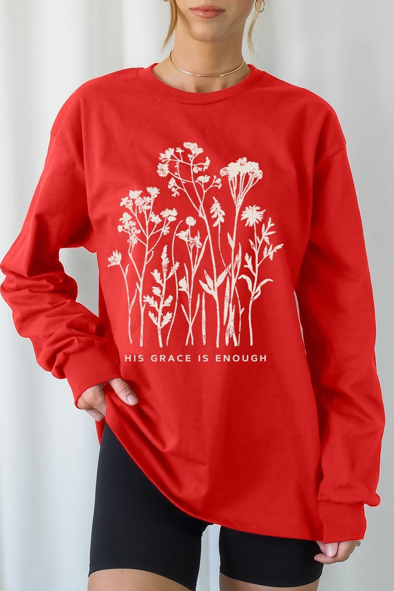 UL240P-E3146 Christian Wildflower Graphic Plus Long Sleeve Tee $17