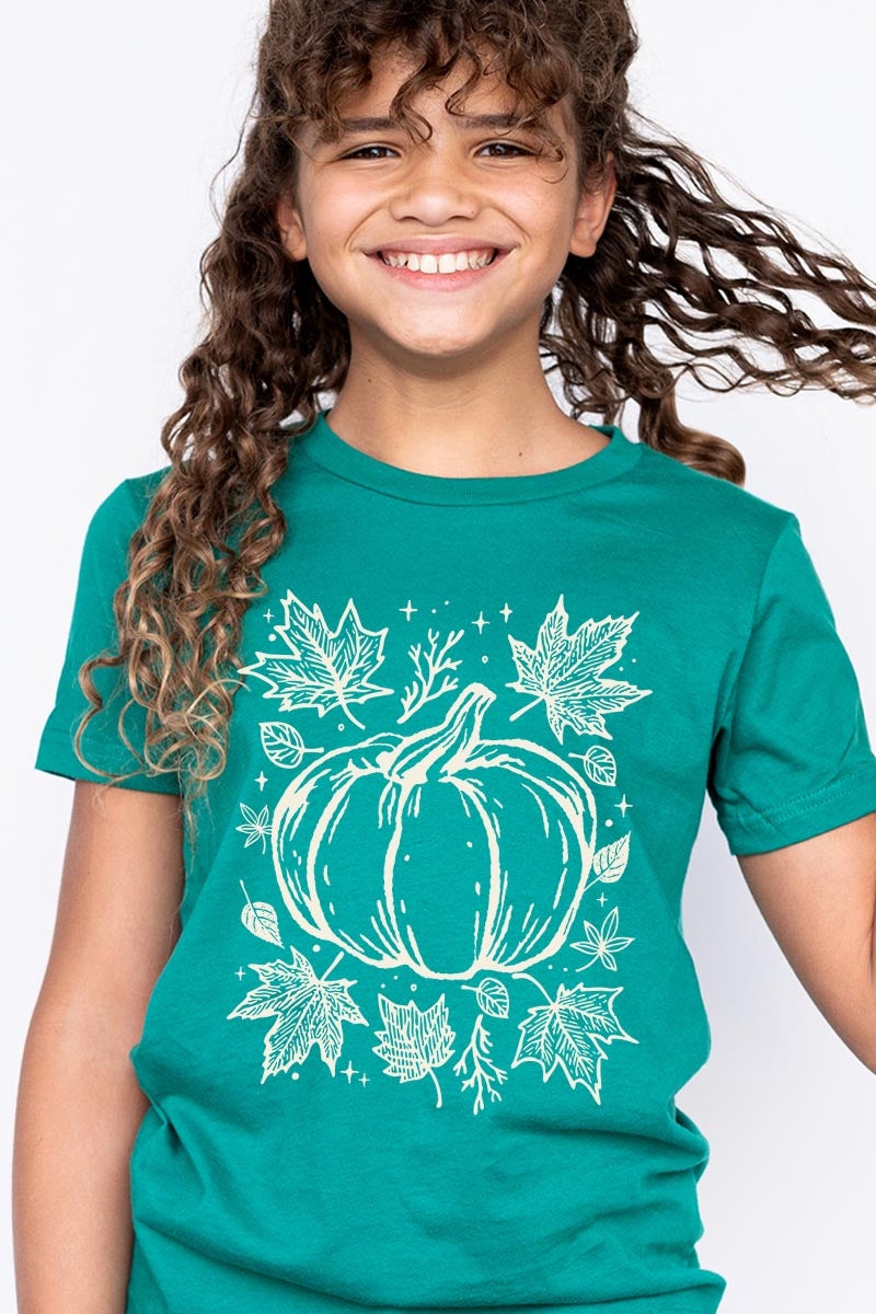 US3001Y-E3162Z Fall Pumpkin Kids Graphic Tee $11