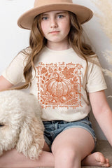 US3001Y-E3112Z Fall Pumpkin Botanical Kids Graphic Tee $11