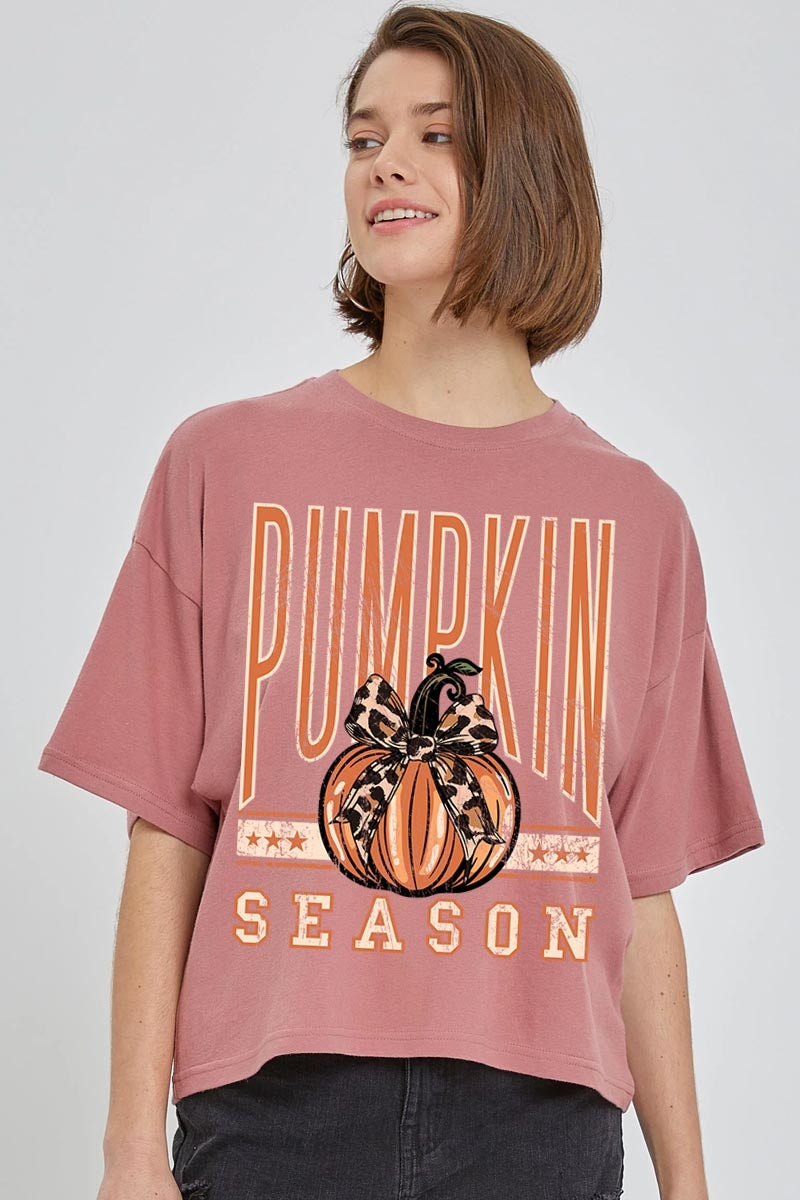 CTS-E3145 Pumpkin Season Graphic Relaxed Crop Top $11