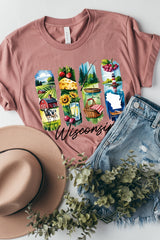 US3001-E3061WI Wisconsin State Brushstroke Graphic Tee $12.5