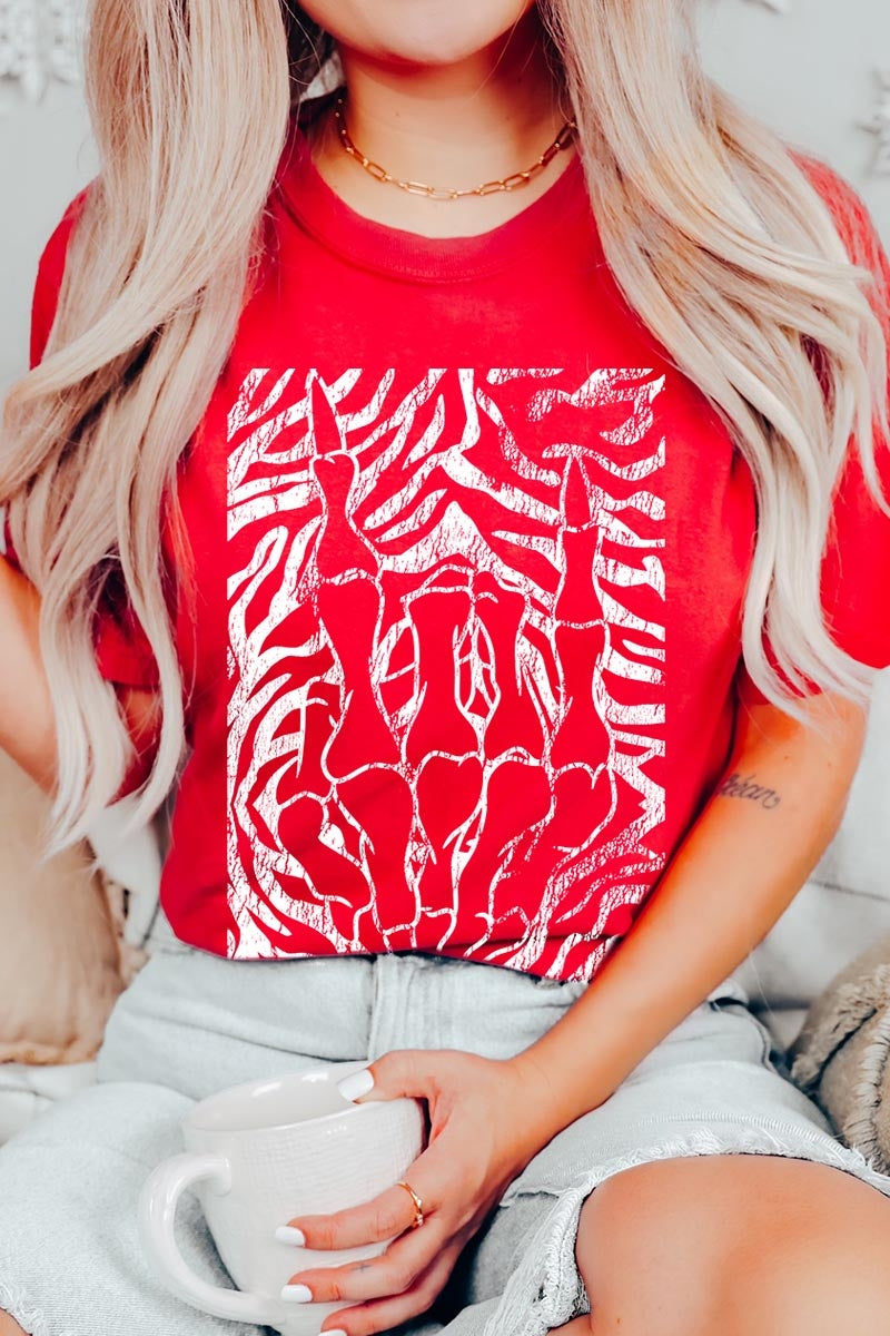 US3001-E3177 Skeleton Hands Zebra Graphic Tee $12.5