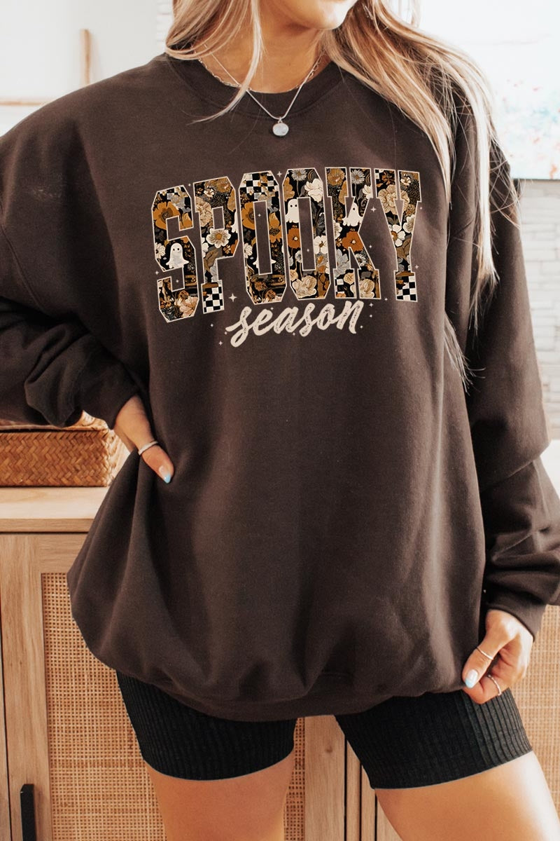 UL180P-E3105 Spooky Season Halloween Graphic Plus Sweatshirt $25