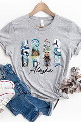 US3001-E3061AK Alaska State Brushstroke Graphic Tee $12.5