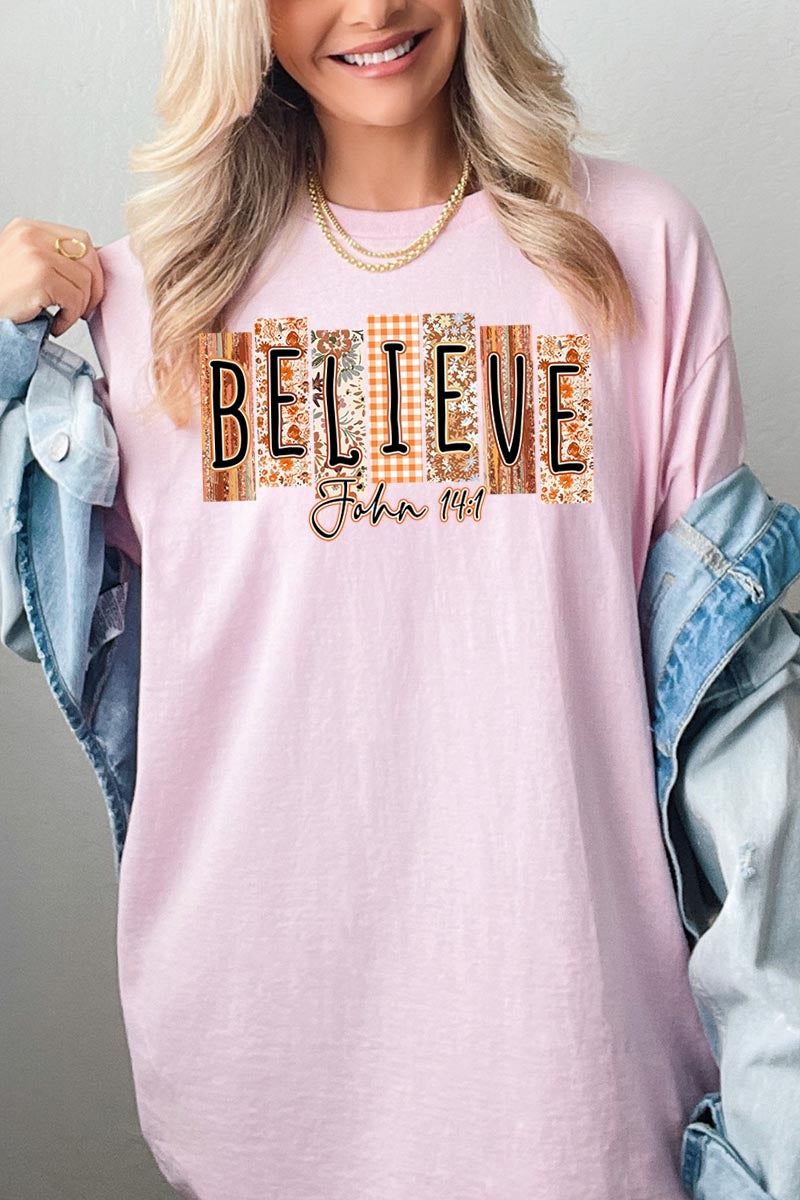 5000-E3167 Believe Fall Christian Graphic Heavy Cotton Tee $9