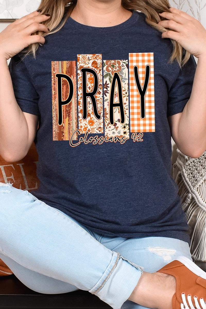 US3001P-E3166 Pray Fall Christian Graphic Plus Tee $16