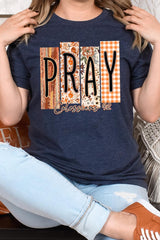 US3001P-E3166 Pray Fall Christian Graphic Plus Tee $16
