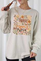 UL240P-E3136 Take Me To The Pumpkin Patch Plus Long Sleeve Tee $17