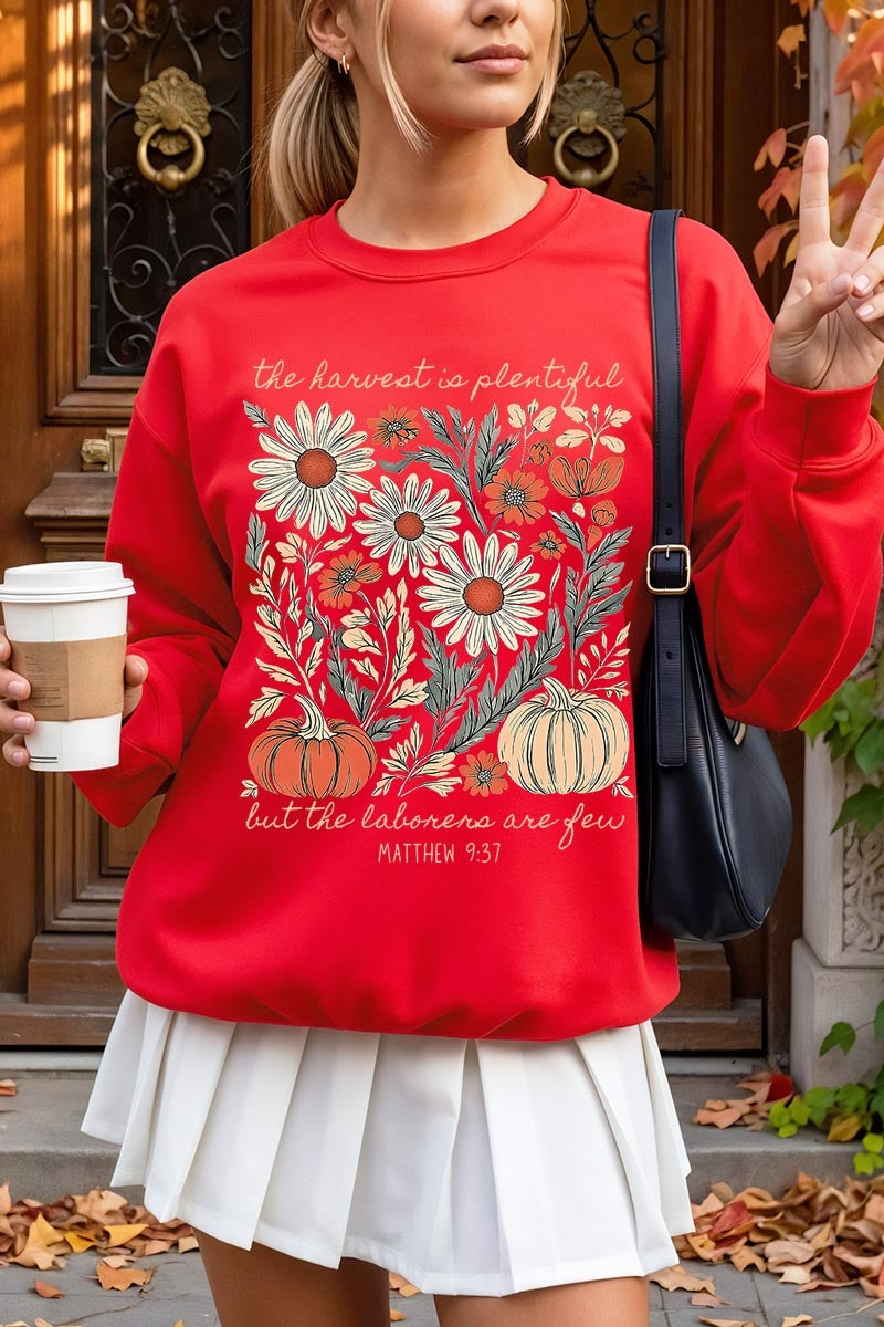 UL180P-E3173 Faith Harvest Graphic Plus Sweatshirt $25