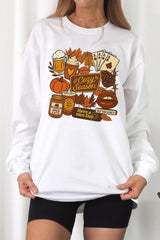 UL240P-E3119 Retro Fall Collage Graphic Plus Long Sleeve Tee $17