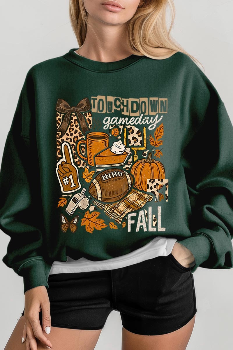 UL180-E3134 Fall Football Collage Graphic Sweatshirt $20