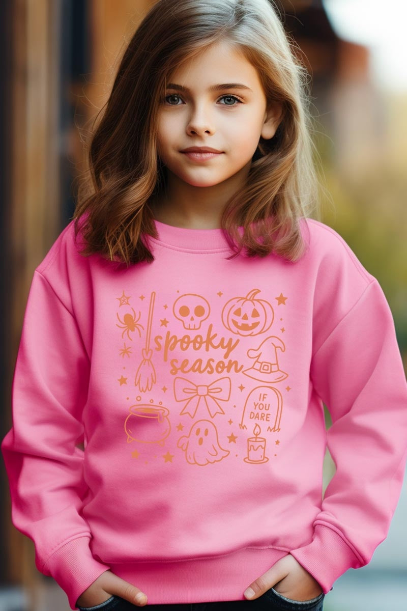 UL180B-E3141Z Halloween Doodle Kids Graphic Sweatshirt $20