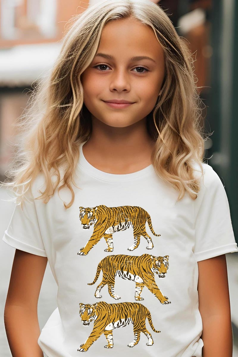 US3001Y-E3104Z Retro Tigers Kids Graphic Tee $11