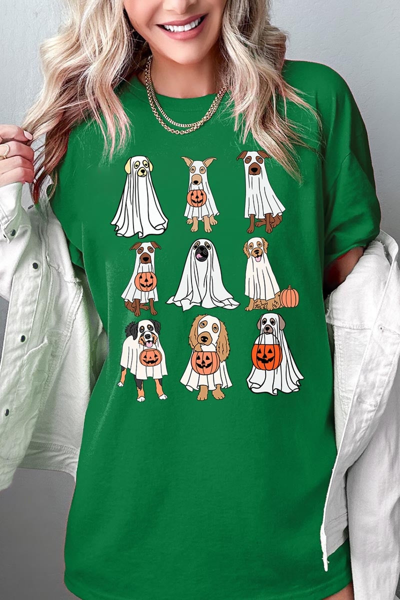 5000P-E3106 Halloween Ghost Dog Graphic Plus Heavy Cotton Tee $12.75