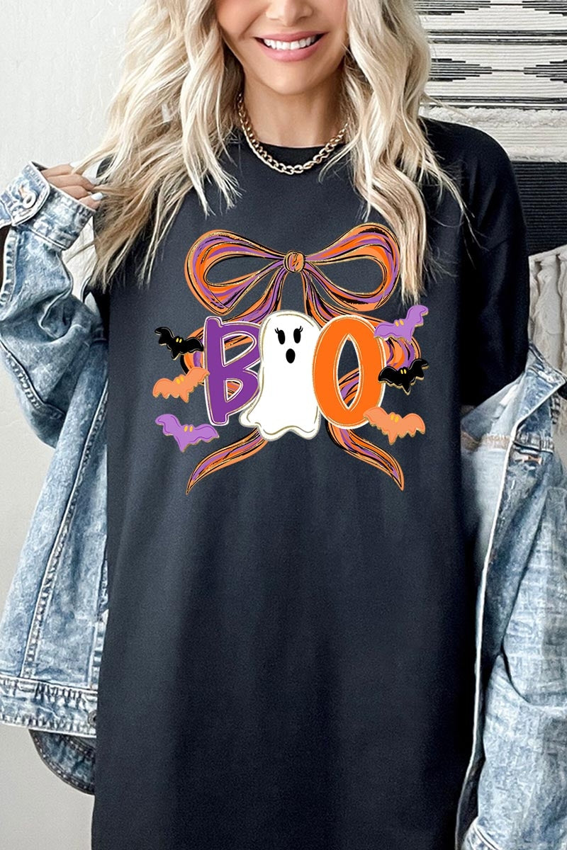 5000P-E3120 Boo Brushstroke Bow Graphic Plus Heavy Cotton Tee $12.75