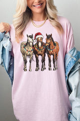 5000P-E3182 Christmas Horses Graphic Plus Heavy Cotton Tee $12.75