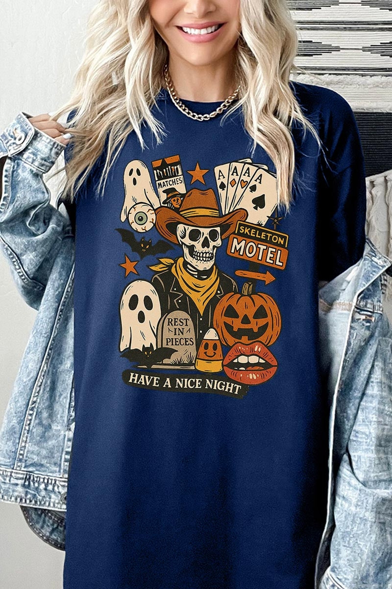 5000P-E3107 Spooky Skeleton Graphic Plus Heavy Cotton Tee $12.75