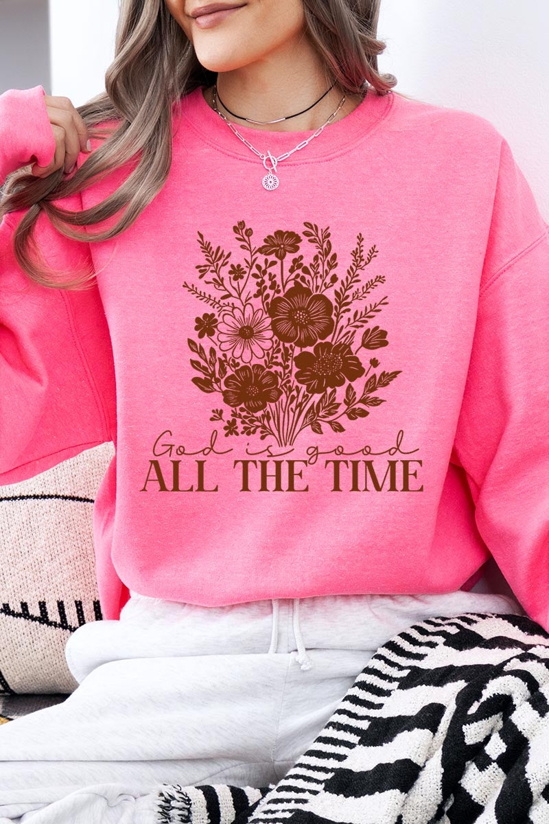 UL180P-E3116 God Is Good Floral Graphic Plus Sweatshirt $25
