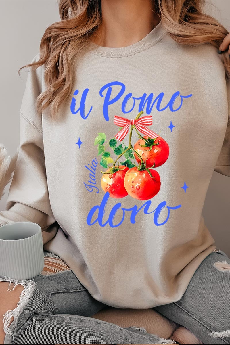 UL180P-E3070 Il Pomodoro Tomato Art Graphic Plus Sweatshirt $25