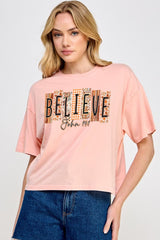 CTS-E3167 Believe Fall Christian Graphic Relaxed Crop Top $11