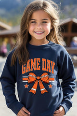 UL180B-E3064Z Orange Game Day Football Bow Kids Sweatshirt $20