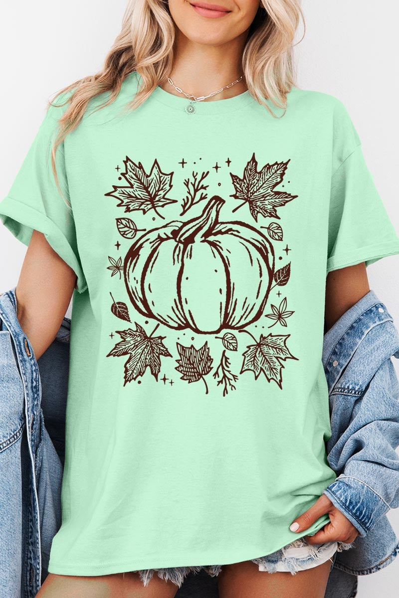 5000-E3162 Fall Pumpkin Graphic Heavy Cotton Tee $9