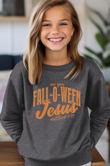 UL180B-E3143Z Are You Fall O Ween Jesus Kids Graphic Sweatshirt $20