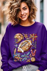 UL180P-E3072 Retro Floral Football Graphic Plus Sweatshirt $25
