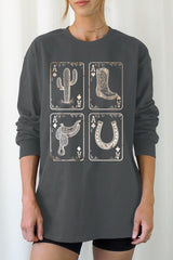 UL240P-E3094 Western Cowgirl Card Graphic Plus Long Sleeve Tee $17