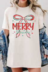 5000P-E3197 Merry Christmas Bow Graphic Plus Heavy Cotton Tee $12.75