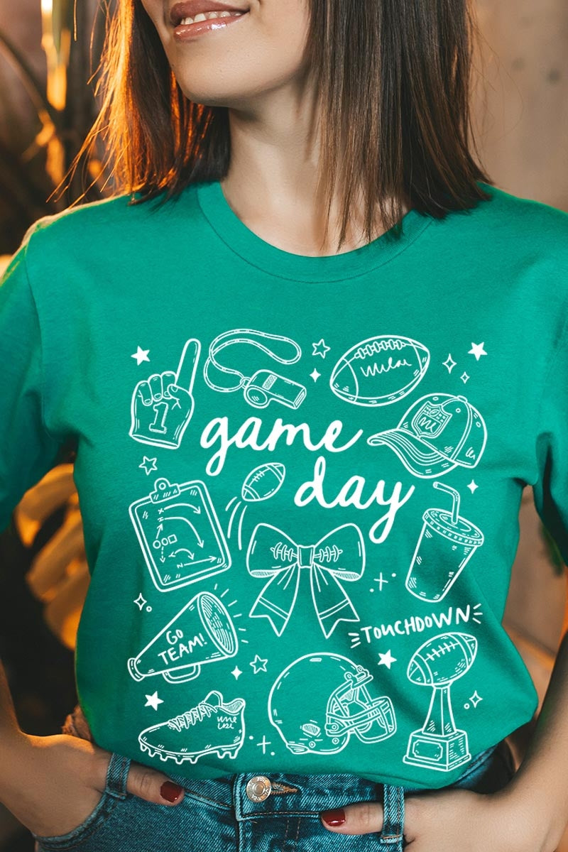 US3001P-E3081 Football Doodles Graphic Plus Tee $16