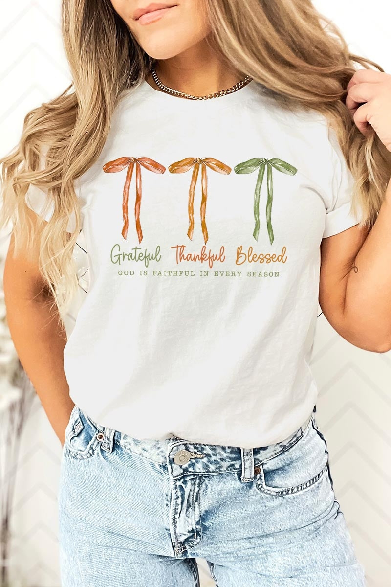 US3001-E3111 Grateful Thankful Blessed Graphic Tee $12.5
