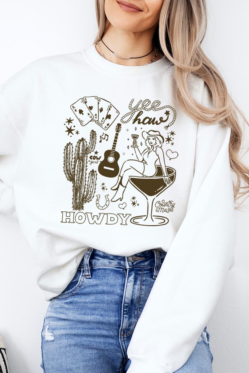 UL180-E3097 Cowgirl Country Music Graphic Sweatshirt $20