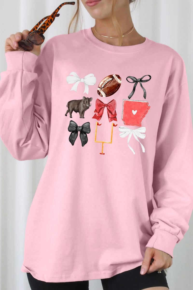 UL240-E3077 Arkansas Football Graphic Long Sleeve Tee $13.75