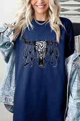 5000P-E3176 Western Bullskull Graphic Plus Heavy Cotton Tee $12.75