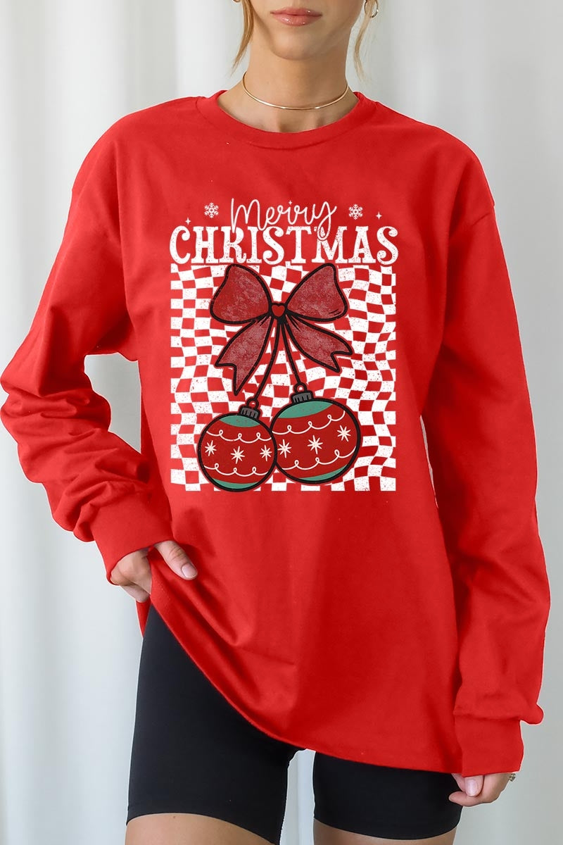 UL240P-E3196 Cherry Ornament Christmas Graphic Plus Long Sleeve Tee $17