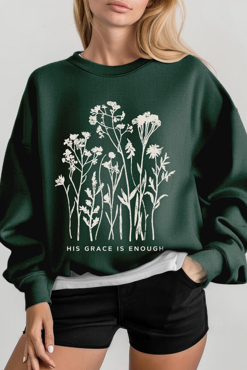 UL180-E3146 Christian Wildflower Graphic Sweatshirt $20